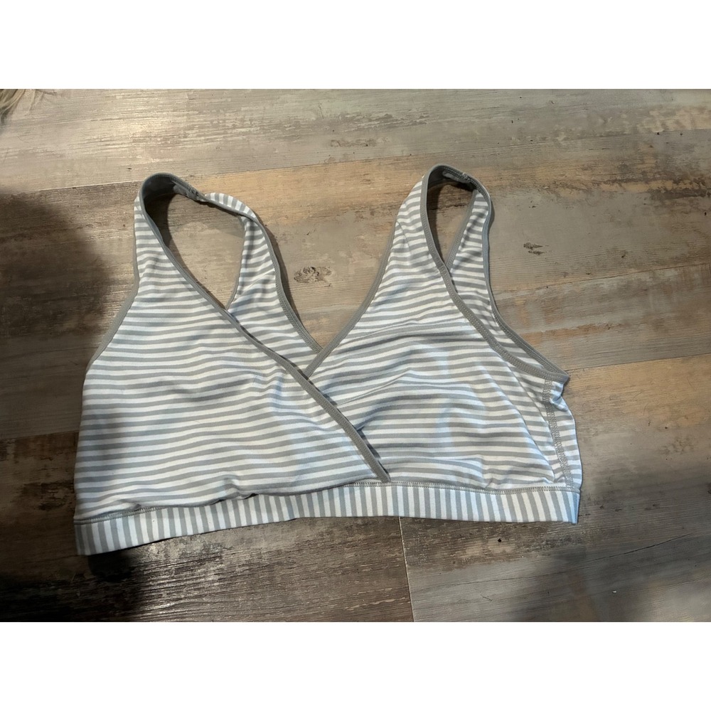 Secret Treasures Maternity Nursing Bra Grey White Stripe Wrap Sleep Size 3XL